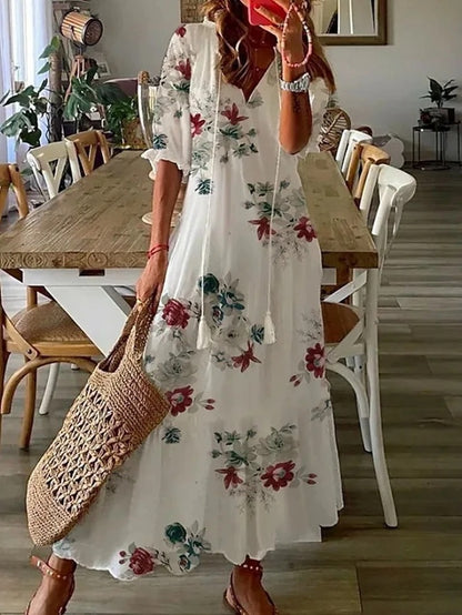 Sophia - Robe d'été vintage boho à décolleté en V
