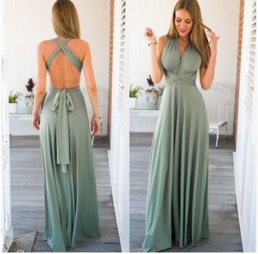 Henley - Robe Longue V-Neck à Bretelles Colorées