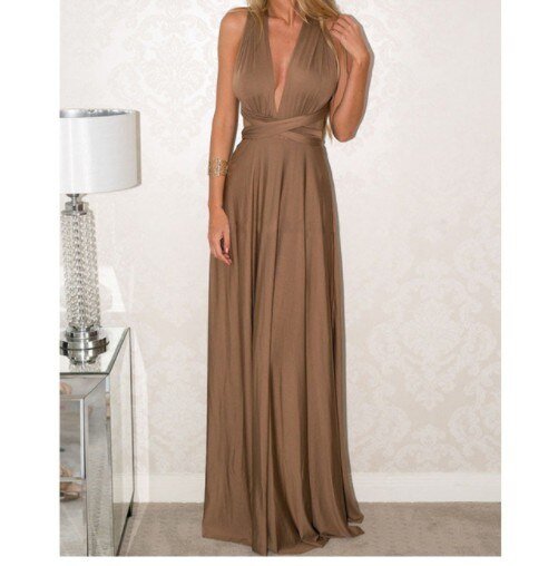Henley - Robe Longue V-Neck à Bretelles Colorées