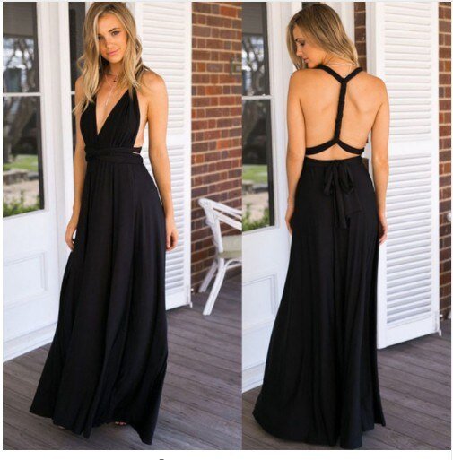 Henley - Robe Longue V-Neck à Bretelles Colorées