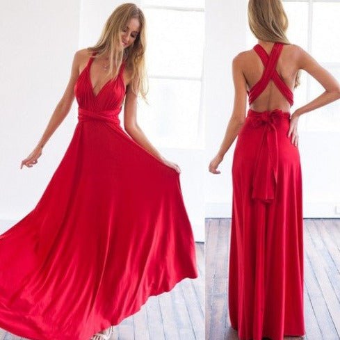 Henley - Robe Longue V-Neck à Bretelles Colorées