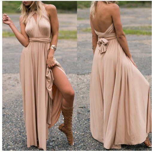 Henley - Robe Longue V-Neck à Bretelles Colorées