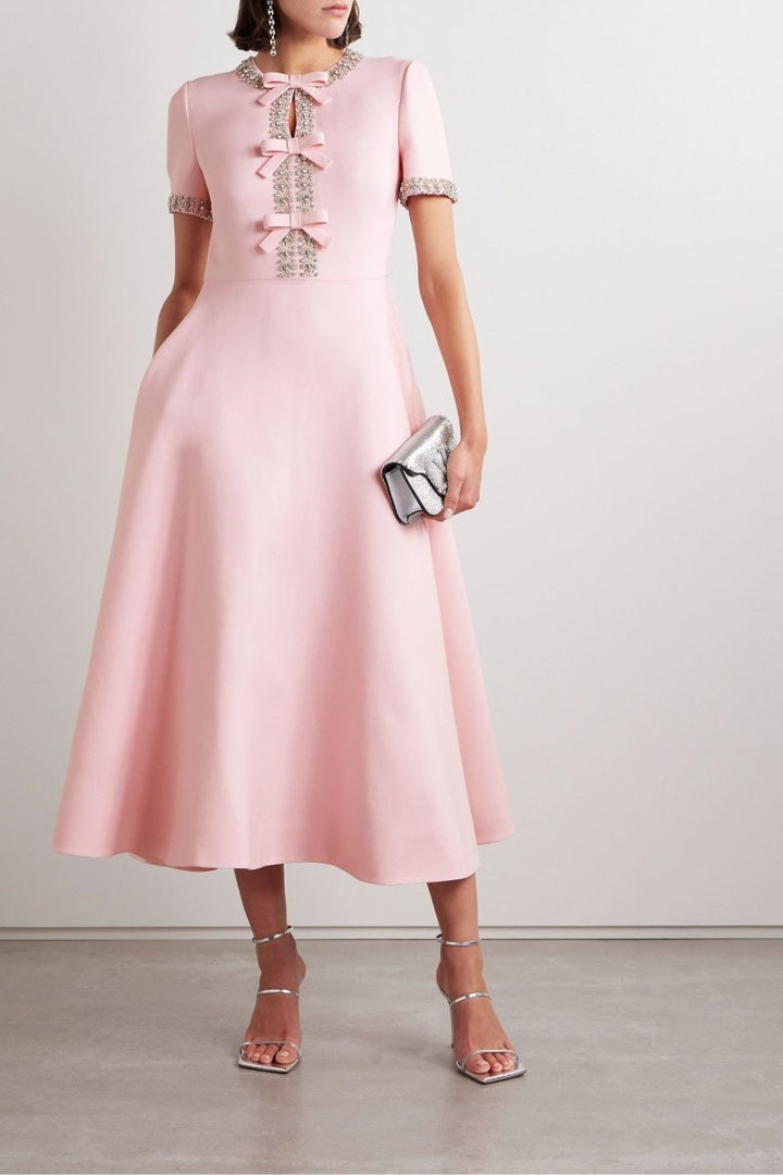 Sybil - Robe de Luxe en Strass avec Détail Nœud